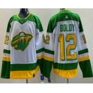 Men's Minnesota Wild #12 Matt Boldy White 2021 Reverse Retro Authentic Jersey