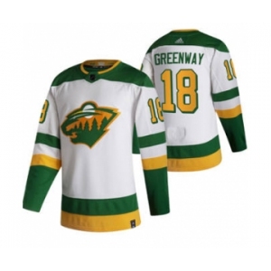 Men's Minnesota Wild #18 Jordan Greenway White 2020-21 Reverse Retro Alternate Hockey Jersey