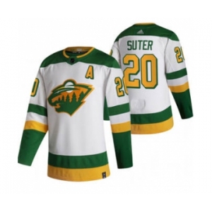 Men's Minnesota Wild #20 Ryan Suter White 2020-21 Reverse Retro Alternate Hockey Jersey