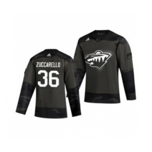 Men's Minnesota Wild #36 Mats Zuccarello 2019 Veterans Day Authentic Practice Hockey Jersey Camo