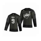 Men's Minnesota Wild #9 Mikko Koivu 2019 Veterans Day Authentic Practice Hockey Jersey Camo