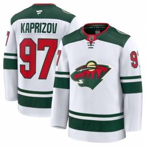 Men's Minnesota Wild #97 Kirill Kaprizov White 2024-25 Away Stitched Hockey Jersey