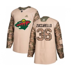 Men's Wild #36 Mats Zuccarello Camo 2017 Veterans Day Stitched Hockey Jersey