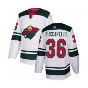 Men's Wild #36 Mats Zuccarello White Road Stitched Hockey Jersey