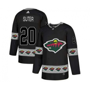 Minnesota Wild #20 Ryan Suter Black Team Logos Fashion Jersey