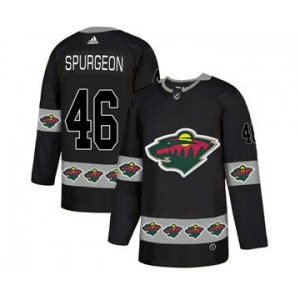Minnesota Wild #46 Jared Spurgeon Black Team Logos Fashion Jersey