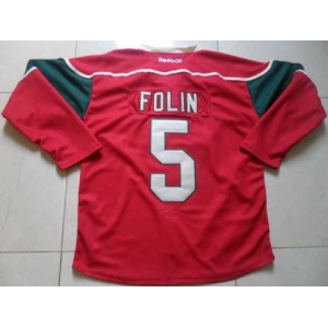 nhl jerseys minnesota wild #5 folin red