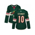 Women Adidas Minnesota Wild #10 Chris Stewart Green Home Authentic Stitched NHL Jersey