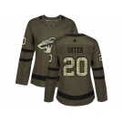 Women Adidas Minnesota Wild #20 Ryan Suter Green Salute to Service Stitched NHL Jersey