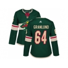 Women Adidas Minnesota Wild #64 Mikael Granlund Green Home Authentic Stitched NHL Jersey