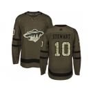 Youth Adidas Minnesota Wild #10 Chris Stewart Green Salute to Service Stitched NHL Jersey