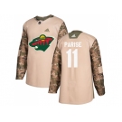 Youth Adidas Minnesota Wild #11 Zach Parise Camo Authentic 2017 Veterans Day Stitched NHL Jersey