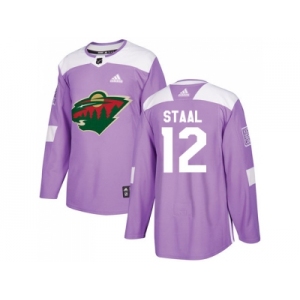 Youth Adidas Minnesota Wild #12 Eric Staal Purple Authentic Fights Cancer Stitched NHL Jersey