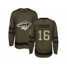 Youth Adidas Minnesota Wild #16 Jason Zucker Green Salute to Service Stitched NHL Jersey