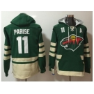 Men Minnesota Wild #11 Zach Parise Green Name & Number Pullover NHL Hoodie