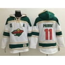 Minnesota Wild #11 Zach Parise White Sawyer Hooded Sweatshirt Stitched NHL Jersey