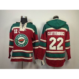 nhl jerseys minnesota wild #22 clutterbuck red [pullover hooded sweatshirt]