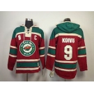 nhl jerseys minnesota wild #9 koivu red [pullover hooded sweatshirt](C)