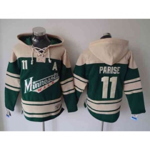 nhl jerseys minnesota wilds #11 parise cream-green[pullover hooded sweatshirt][patch A][parise]