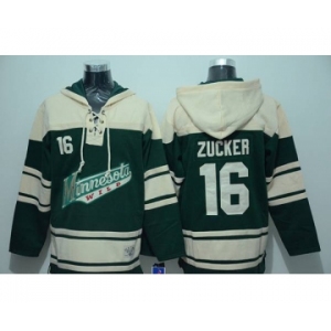 nhl jerseys minnesota wilds #16 zucker cream-green[pullover hooded sweatshirt]
