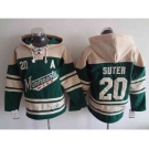 nhl jerseys minnesota wilds #20 suter cream-green[pullover hooded sweatshirt][patch A][suter]
