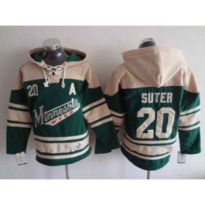 nhl jerseys minnesota wilds #20 suter cream-green[pullover hooded sweatshirt][patch A][suter]