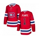 Adidas Montreal Canadiens #1 Jacques Plante Authentic Red Drift Fashion NHL Jersey