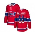 Adidas Montreal Canadiens #11 Brendan Gallagher Authentic Red USA Flag Fashion NHL Jersey