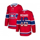 Adidas Montreal Canadiens #16 Henri Richard Authentic Red USA Flag Fashion NHL Jersey