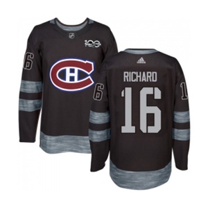 Adidas Montreal Canadiens #16 Henri Richard Premier Black 1917-2017 100th Anniversary NHL Jersey