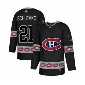 Adidas Montreal Canadiens #21 David Schlemko Authentic Black Team Logo Fashion NHL Jersey