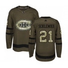 Adidas Montreal Canadiens #21 David Schlemko Authentic Green Salute to Service NHL Jersey