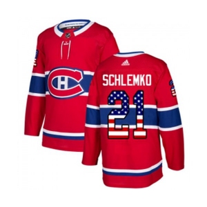 Adidas Montreal Canadiens #21 David Schlemko Authentic Red USA Flag Fashion NHL Jersey