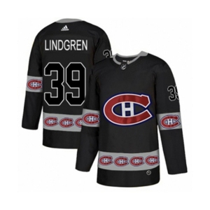 Adidas Montreal Canadiens #39 Charlie Lindgren Authentic Black Team Logo Fashion NHL Jersey