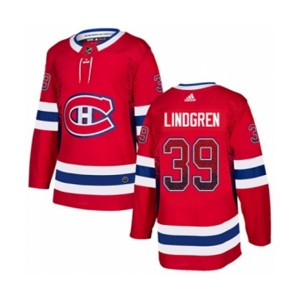 Adidas Montreal Canadiens #39 Charlie Lindgren Authentic Red Drift Fashion NHL Jersey