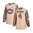 Adidas Montreal Canadiens #4 Jean Beliveau Authentic Camo Veterans Day Practice NHL Jersey