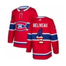 Adidas Montreal Canadiens #4 Jean Beliveau Authentic Red USA Flag Fashion NHL Jersey