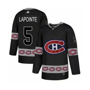 Adidas Montreal Canadiens #5 Guy Lapointe Authentic Black Team Logo Fashion NHL Jersey