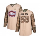 Adidas Montreal Canadiens #58 Noah Juulsen Authentic Camo Veterans Day Practice NHL Jersey