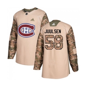 Adidas Montreal Canadiens #58 Noah Juulsen Authentic Camo Veterans Day Practice NHL Jersey