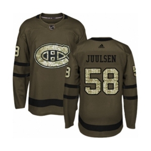 Adidas Montreal Canadiens #58 Noah Juulsen Authentic Green Salute to Service NHL Jersey