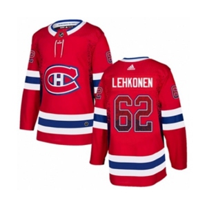 Adidas Montreal Canadiens #62 Artturi Lehkonen Authentic Red Drift Fashion NHL Jersey