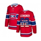 Adidas Montreal Canadiens #62 Artturi Lehkonen Authentic Red USA Flag Fashion NHL Jersey