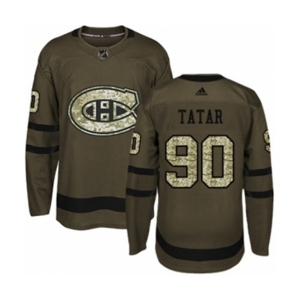 Adidas Montreal Canadiens #90 Tomas Tatar Authentic Green Salute to Service NHL Jersey