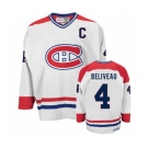 CCM Montreal Canadiens #4 Jean Beliveau Authentic White CH Throwback NHL Jersey