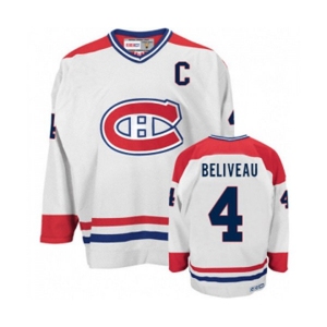 CCM Montreal Canadiens #4 Jean Beliveau Authentic White CH Throwback NHL Jersey