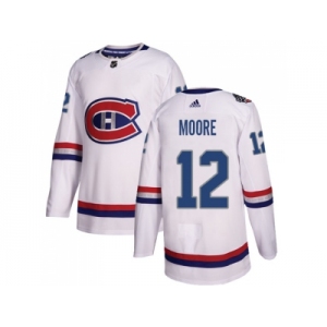 Men Adidas Montreal Canadiens #12 Dickie Moore White Authentic 2017 100 Classic Stitched NHL Jersey