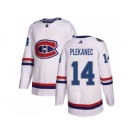 Men Adidas Montreal Canadiens #14 Tomas Plekanec White Authentic 2017 100 Classic Stitched NHL Jersey