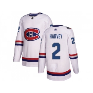 Men Adidas Montreal Canadiens #2 Doug Harvey White Authentic 2017 100 Classic Stitched NHL Jersey