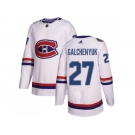 Men Adidas Montreal Canadiens #27 Alex Galchenyuk White Authentic 2017 100 Classic Stitched NHL Jersey